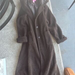 Woman Within Plush Teddy Trench Coat in Dark Brown